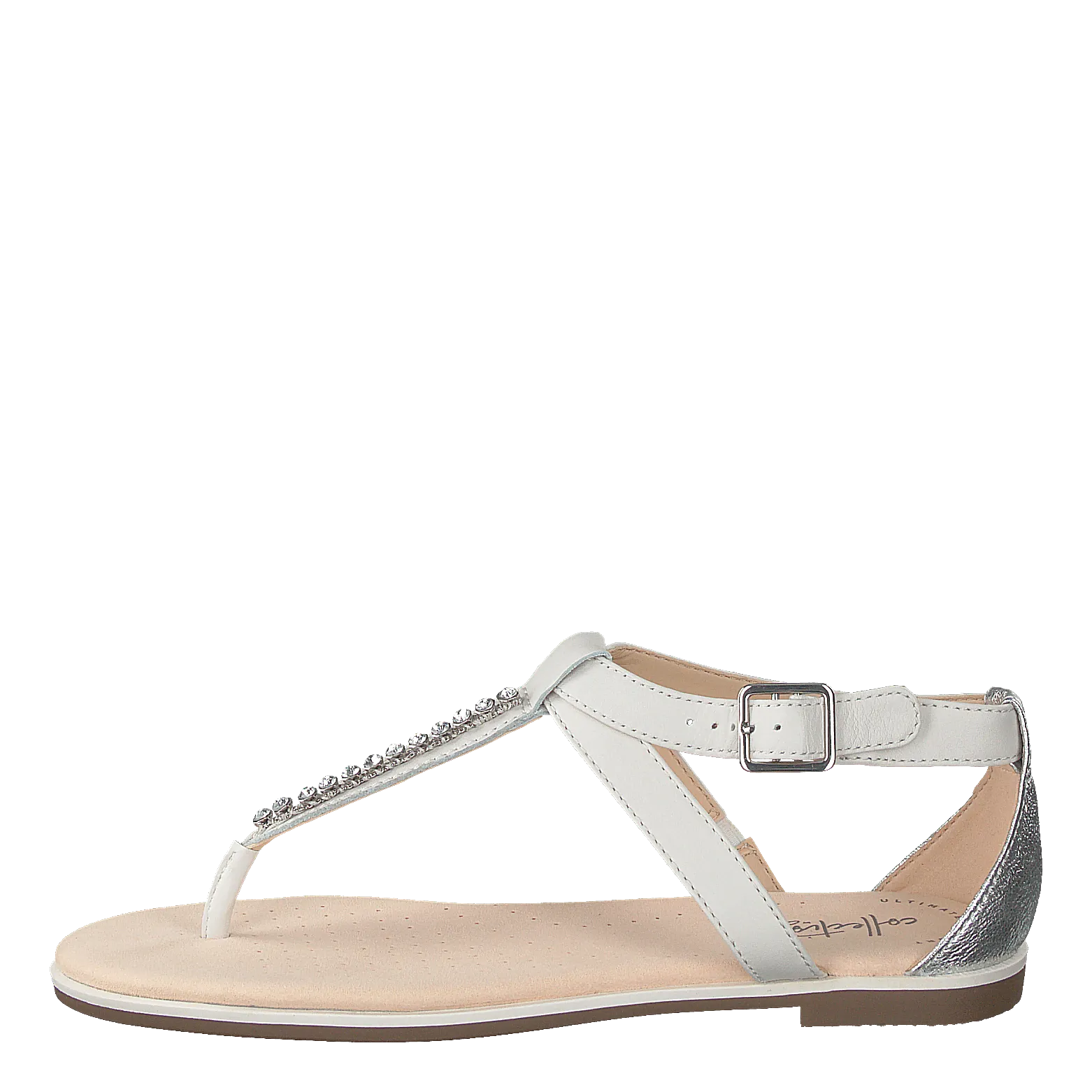 Bay Poppy White Silver $1 Flip Flops