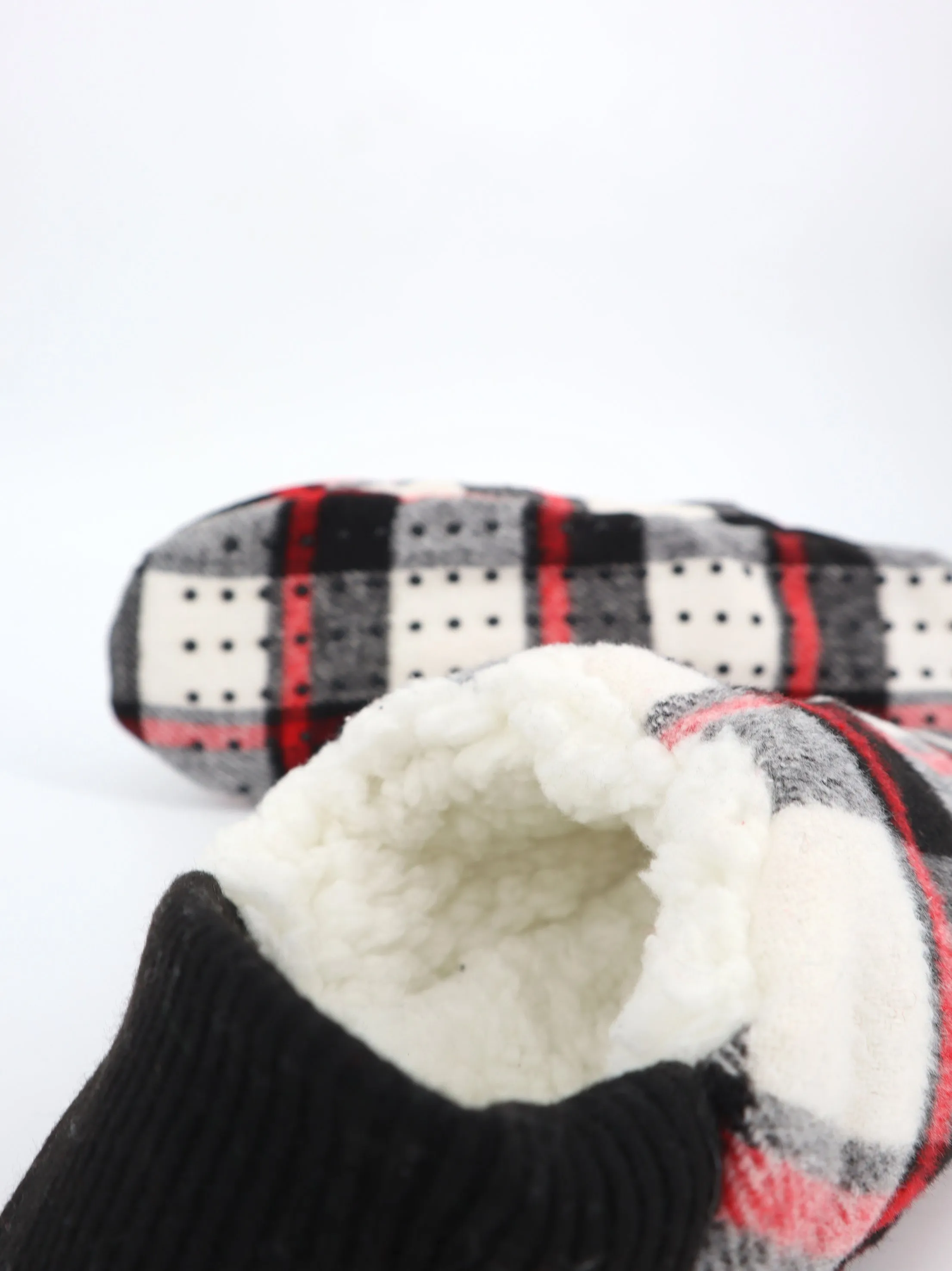Wool Slippers With Rubber Sole Women's Plaid Faux Fur Slippers,Multi