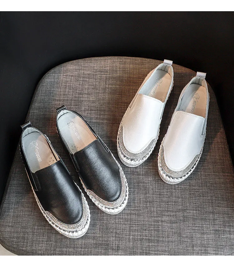 Narrow Width Work Boots Belifi Casual Versatile Diamond Inlaid Shoes