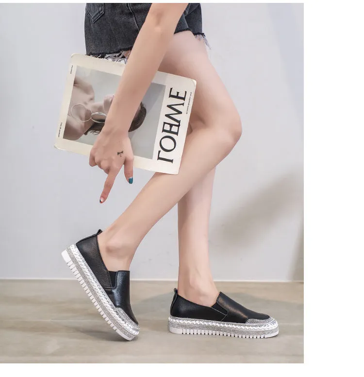 Belifi Casual Versatile Diamond Inlaid Shoes Gator Skin Work Boots