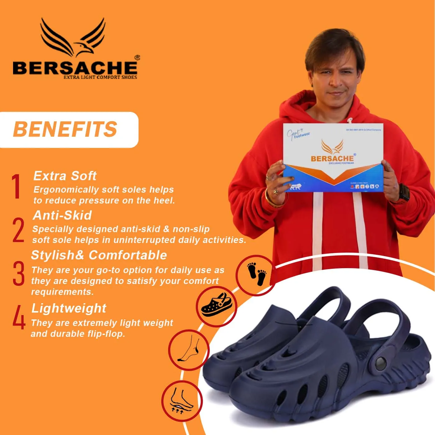 Barefoot Winter Slippers Bersache Extra Soft Classic Casual with Back Strap Regular wear with Ultra Soft & Flexibility Technology Flip-Flop for Men's/ boy,s 6008- (Blue)