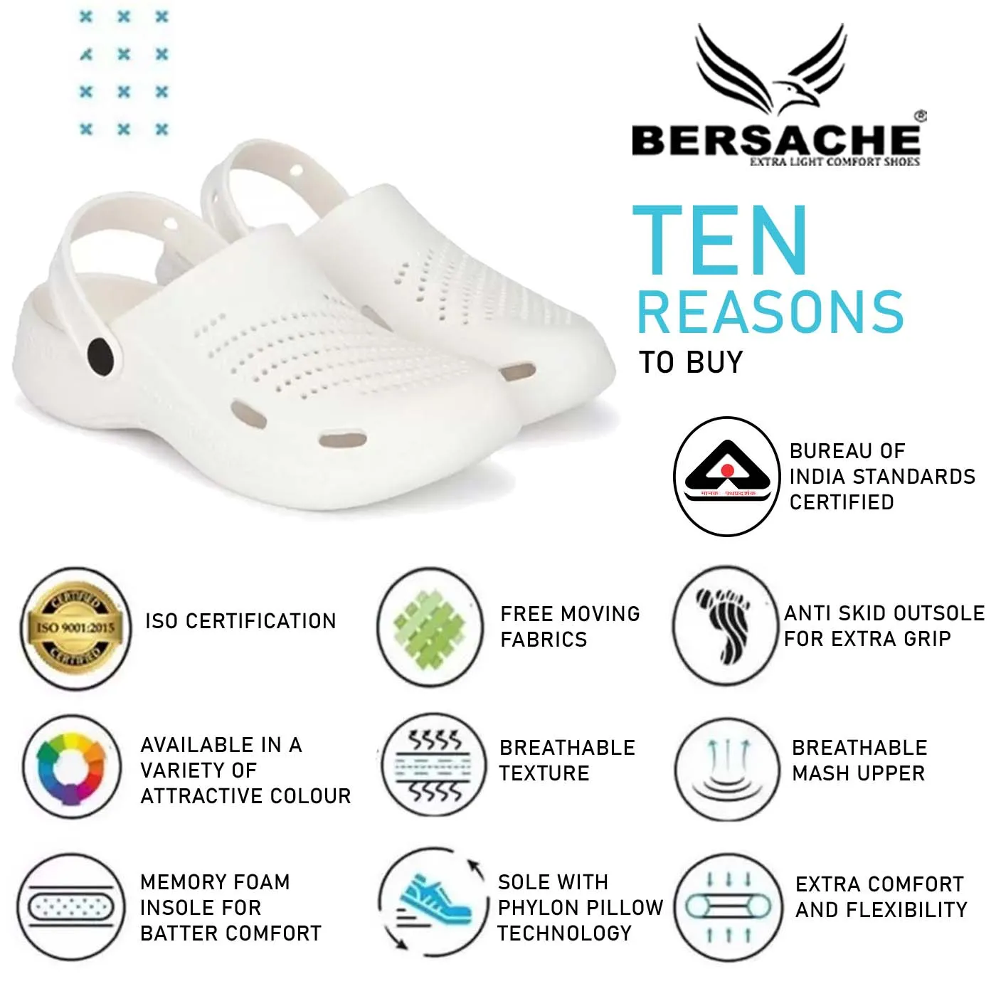 Baguette Slides Bersache Extra Soft Classic Casual with Back Strap Regular wear with Ultra Soft & Flexibility Technology Flip-Flop for Men's/ boy,s - 6010 (White)