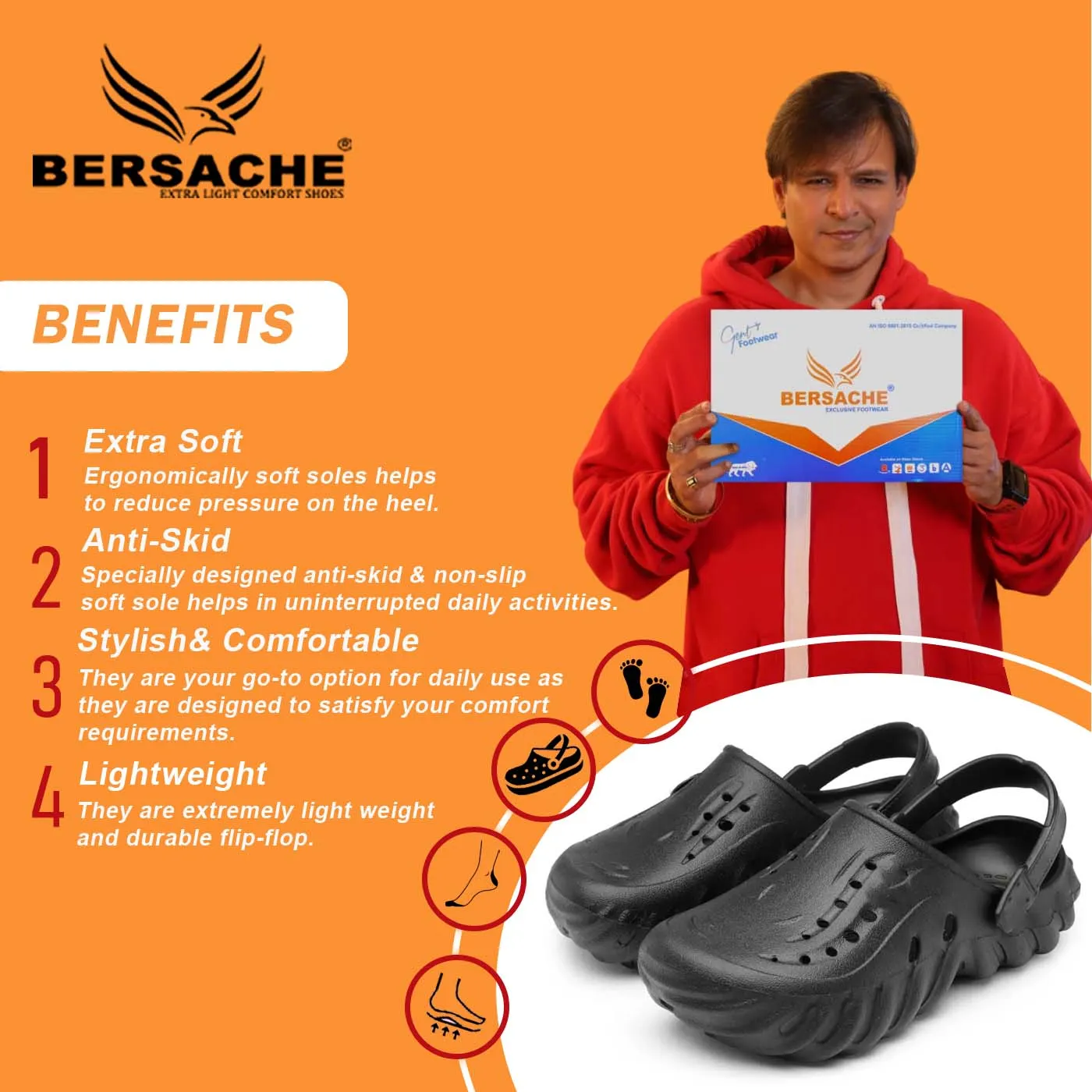 Bersache Extra Soft Classic Casual with Back Strap Regular wear with Ultra Soft & Flexibility Technology Flip-Flop for Men's/ boy,s - 6039 (Black) Slippers Nut Logo