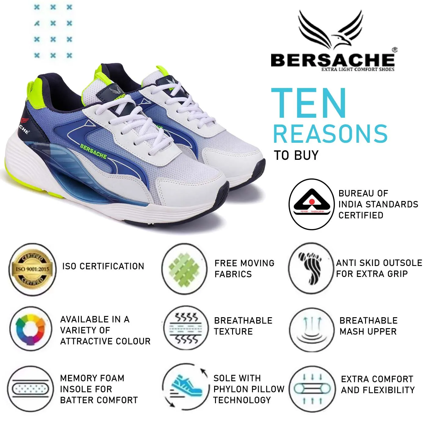 Bersache Lightweight Sports Running Shoes For Men Blue-9071 Hotel Slippers In Bulk