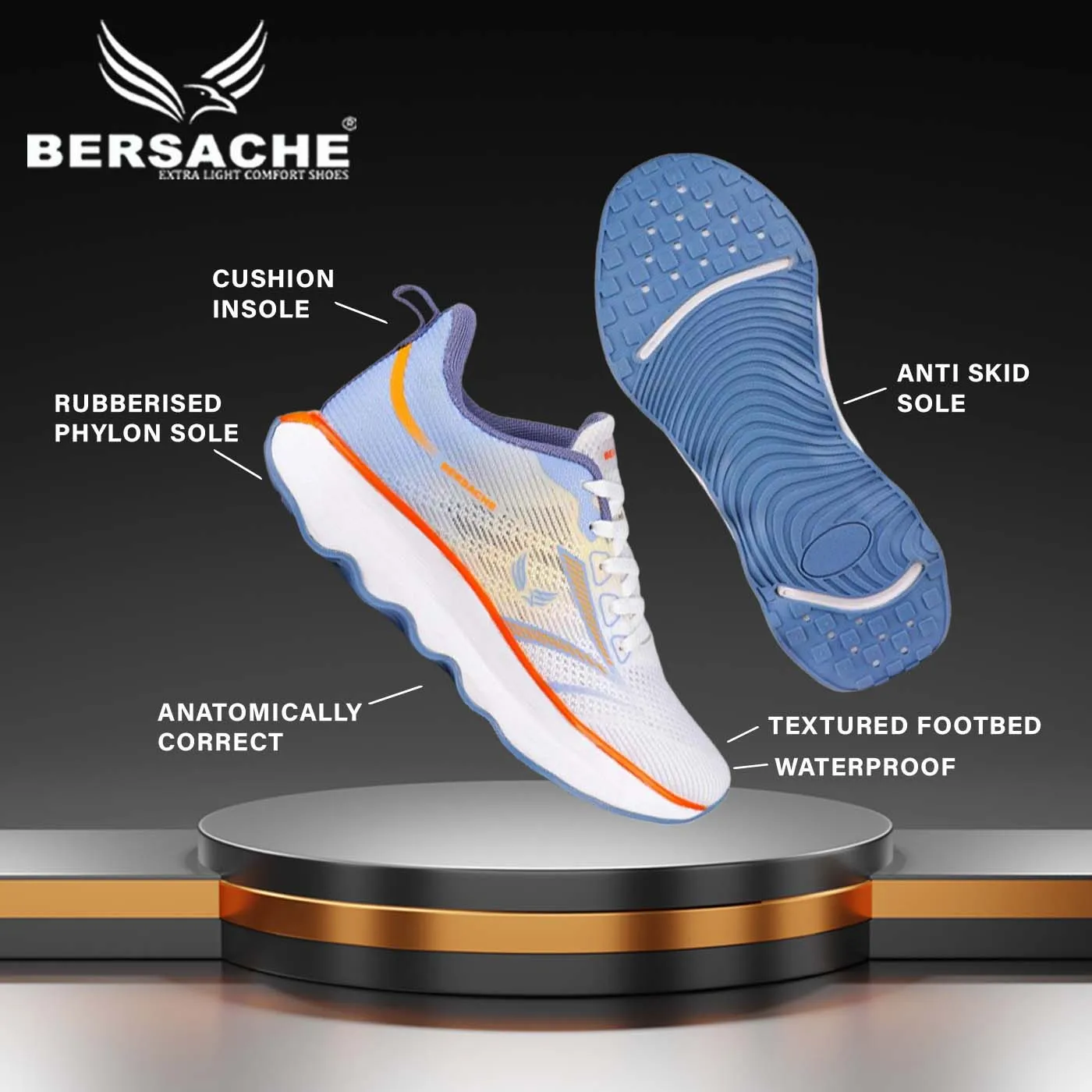 Bersache Sneaker, Loafers ,Casual With Extra Comfort Sneakers For Men (9174-Orange) Plastic Princess Slippers