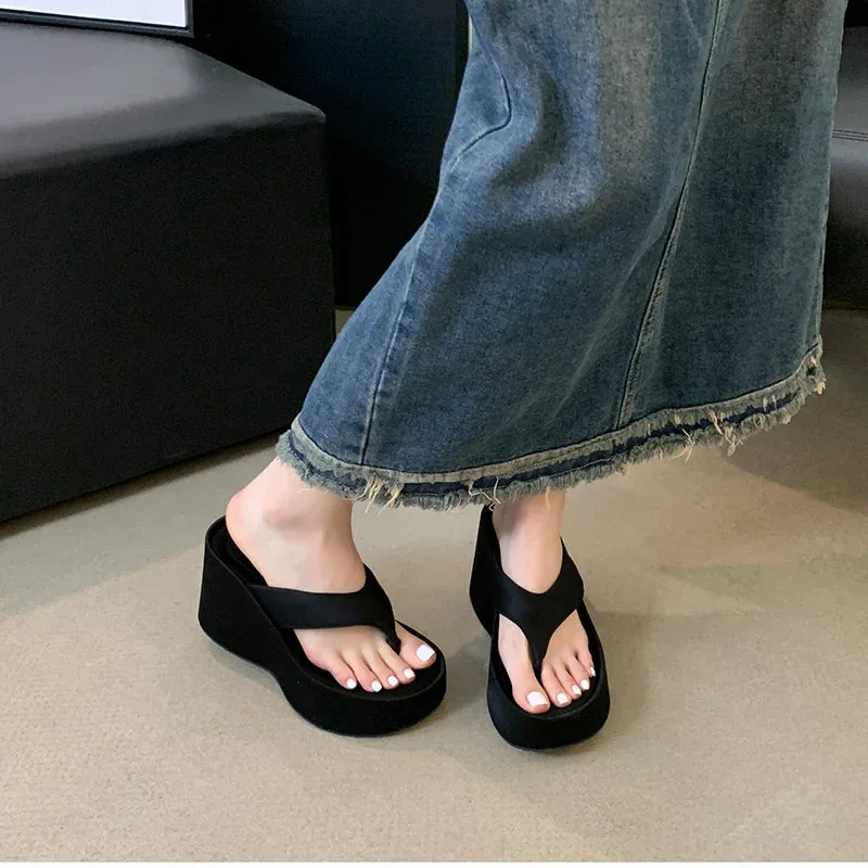 Redhead Slippers binfenxie 2024 Summer Platform Women Slippers Fashion Elegant Outdoor Silvery Slides Shoes Ladies Casual Wedges Heel Sandalias