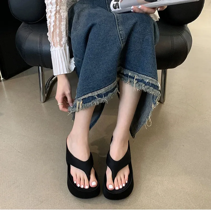 binfenxie 2024 Summer Platform Women Slippers Fashion Elegant Outdoor Silvery Slides Shoes Ladies Casual Wedges Heel Sandalias Spencer Slippers