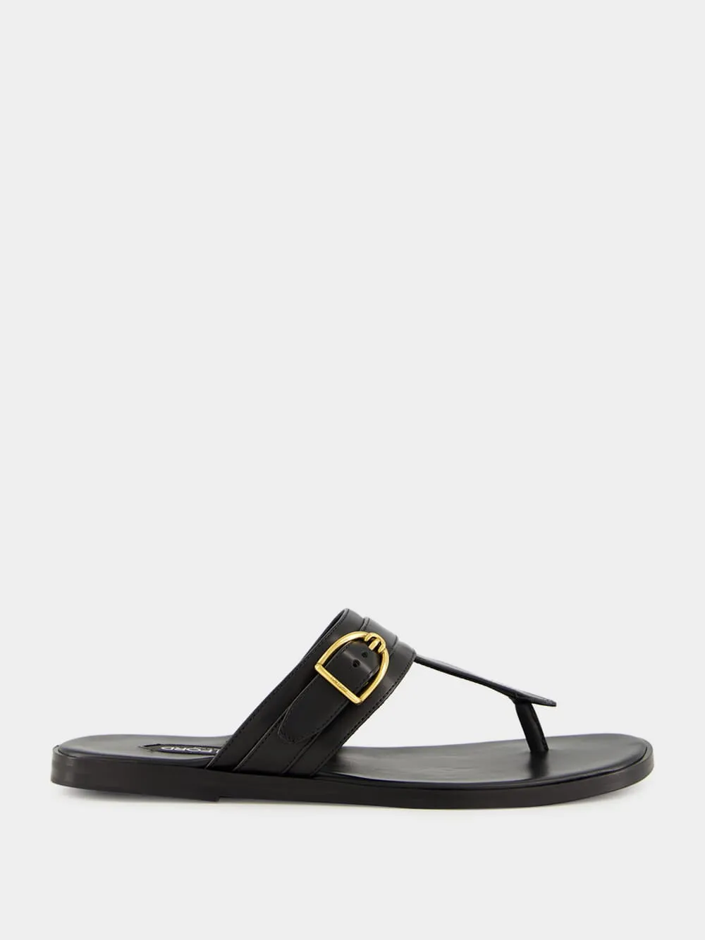 Cassandra Sandals Black Brighton Buckle Leather Sandals