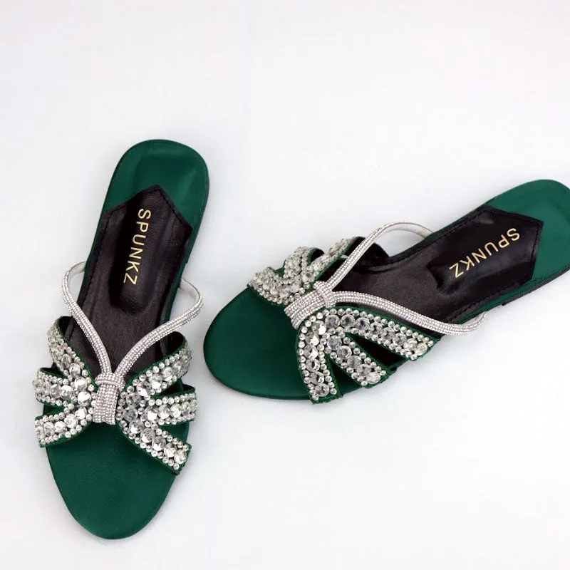 Athletic Slide Bling Crystal Rhinestones Straps Ladies Fancy Slide Slipper