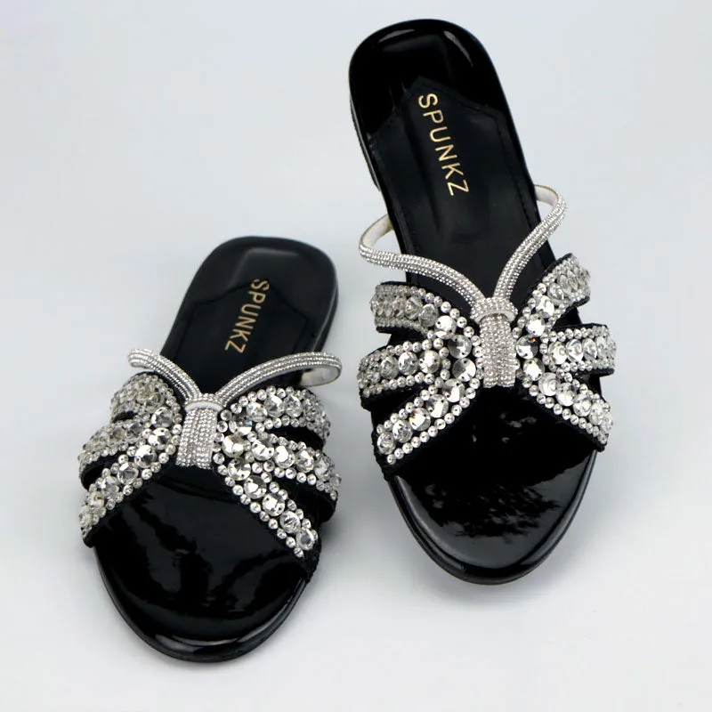 Custom Logo Slippers Bling Crystal Rhinestones Straps Ladies Fancy Slide Slipper