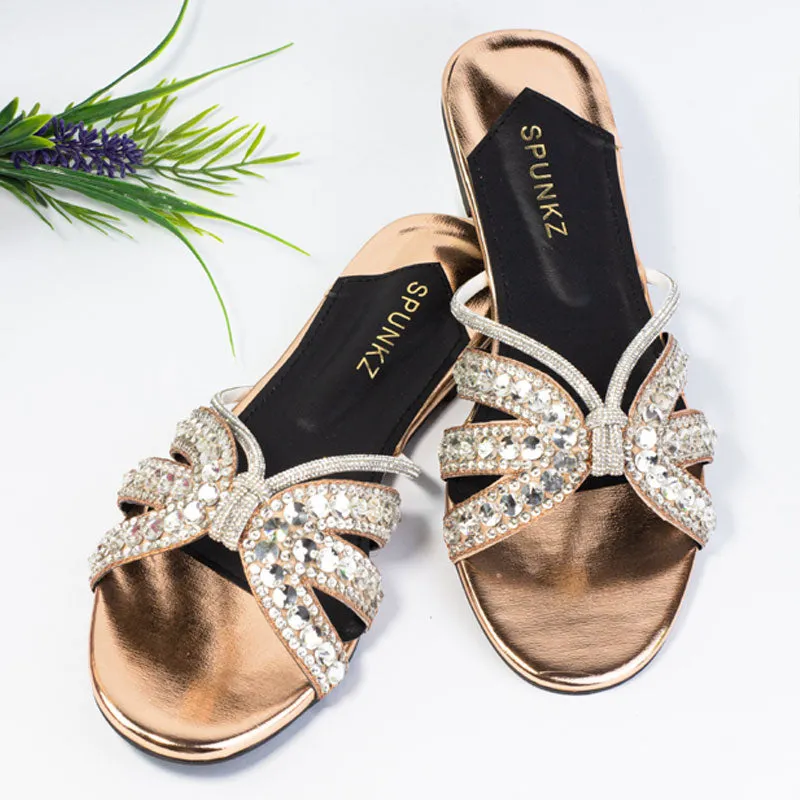 Bling Crystal Rhinestones Straps Ladies Fancy Slide Slipper Cactus Slippers