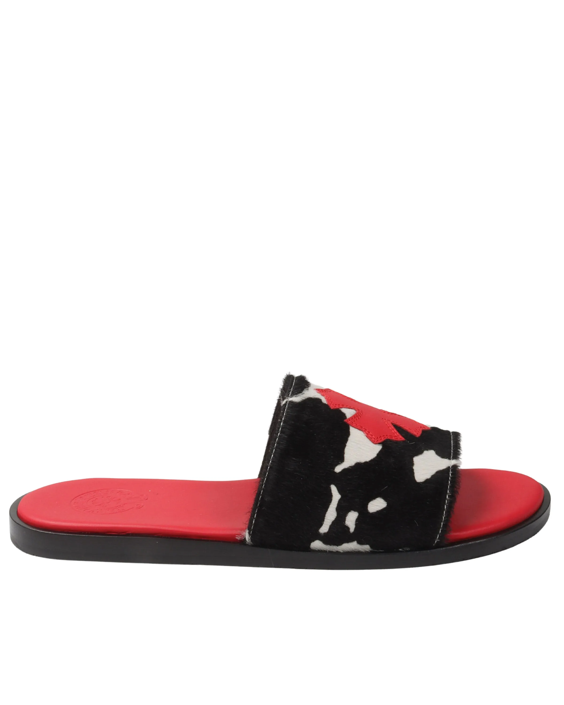 Cross Patch Cow Slides Natural Sandals