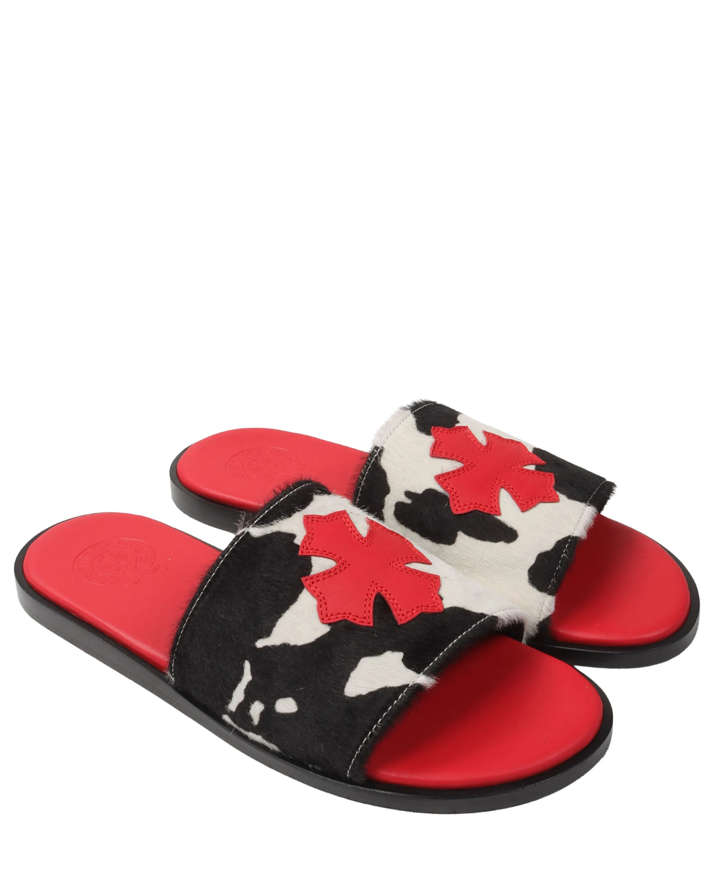 Cross Patch Cow Slides Sandals For Wedding