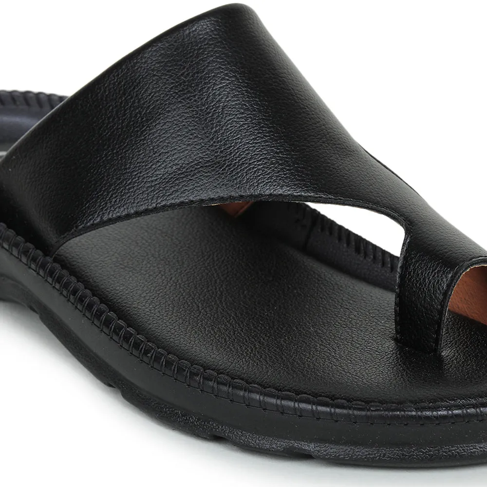 Coolers Casual Black Toe Ring Slippers For Men JPL-222 By Liberty Cloud Cushion Slides