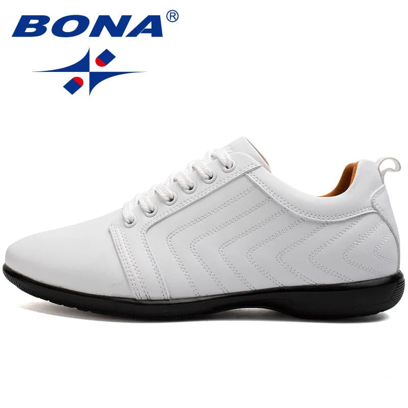Flats Shoe Carnival BONA New Classics Style Men Casual Shoes Lace Up Breathable Men Shoes Light Soft Male Flat Shoes Comfortable Fast Free Shipping