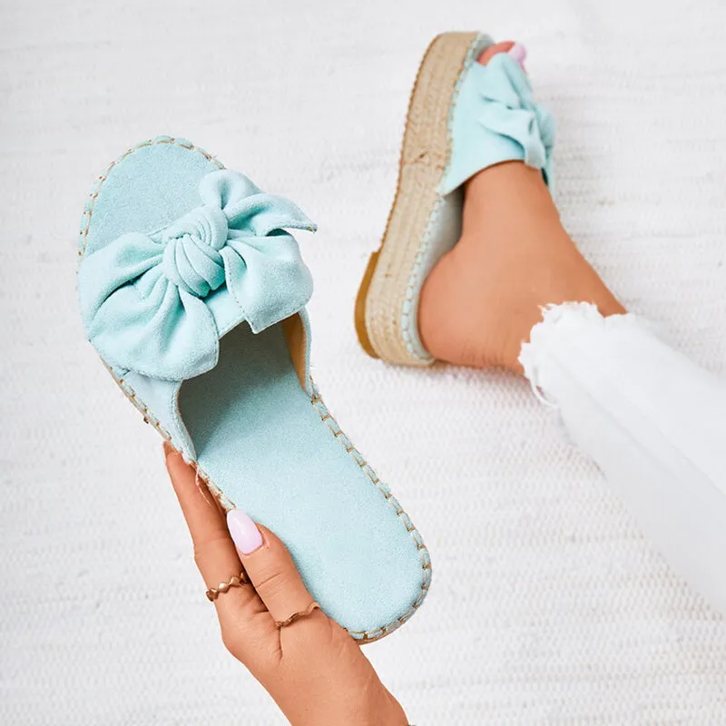 Bowknot Muffin Platform Sandals Custom Slide Sandals