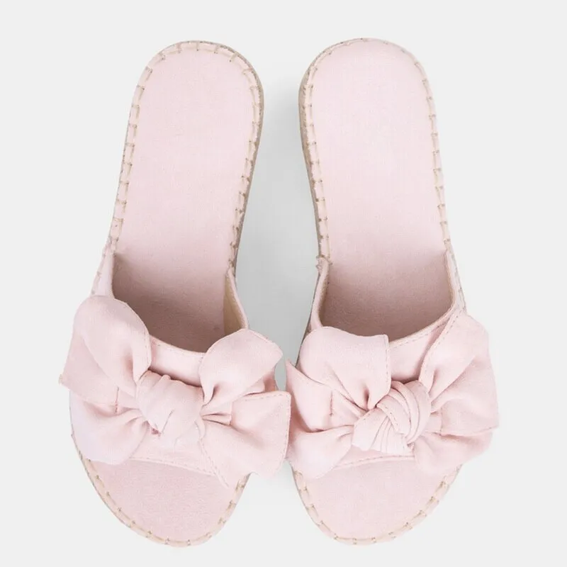 Wedding Ballet Slippers Bowknot Muffin Platform Sandals