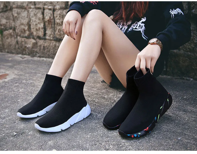 Green Sneakers Shoes Breathable Ankle Boot Women Socks Shoes Female Sneakers