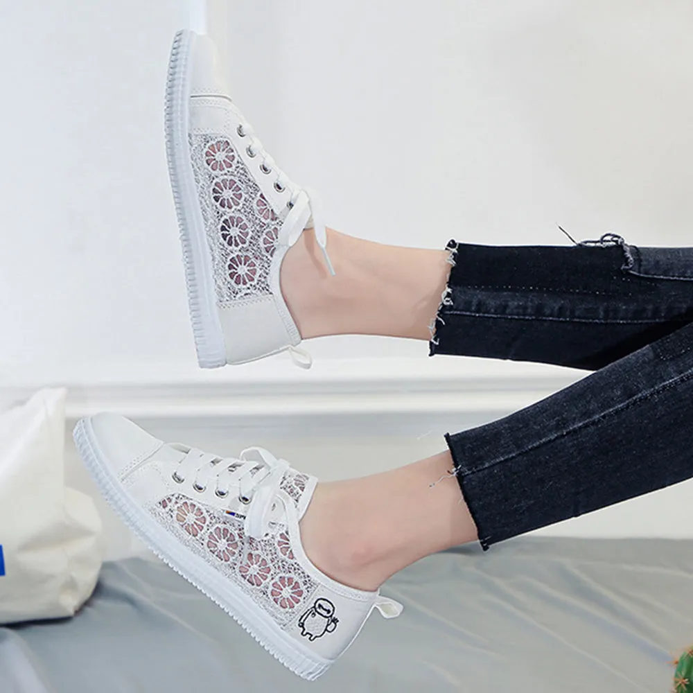 Breathable Lace Up Mesh Canvas Shoes Sneakers That Glow