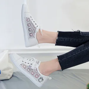 Breathable Lace Up Mesh Canvas Shoes White Steve Madden Sneakers