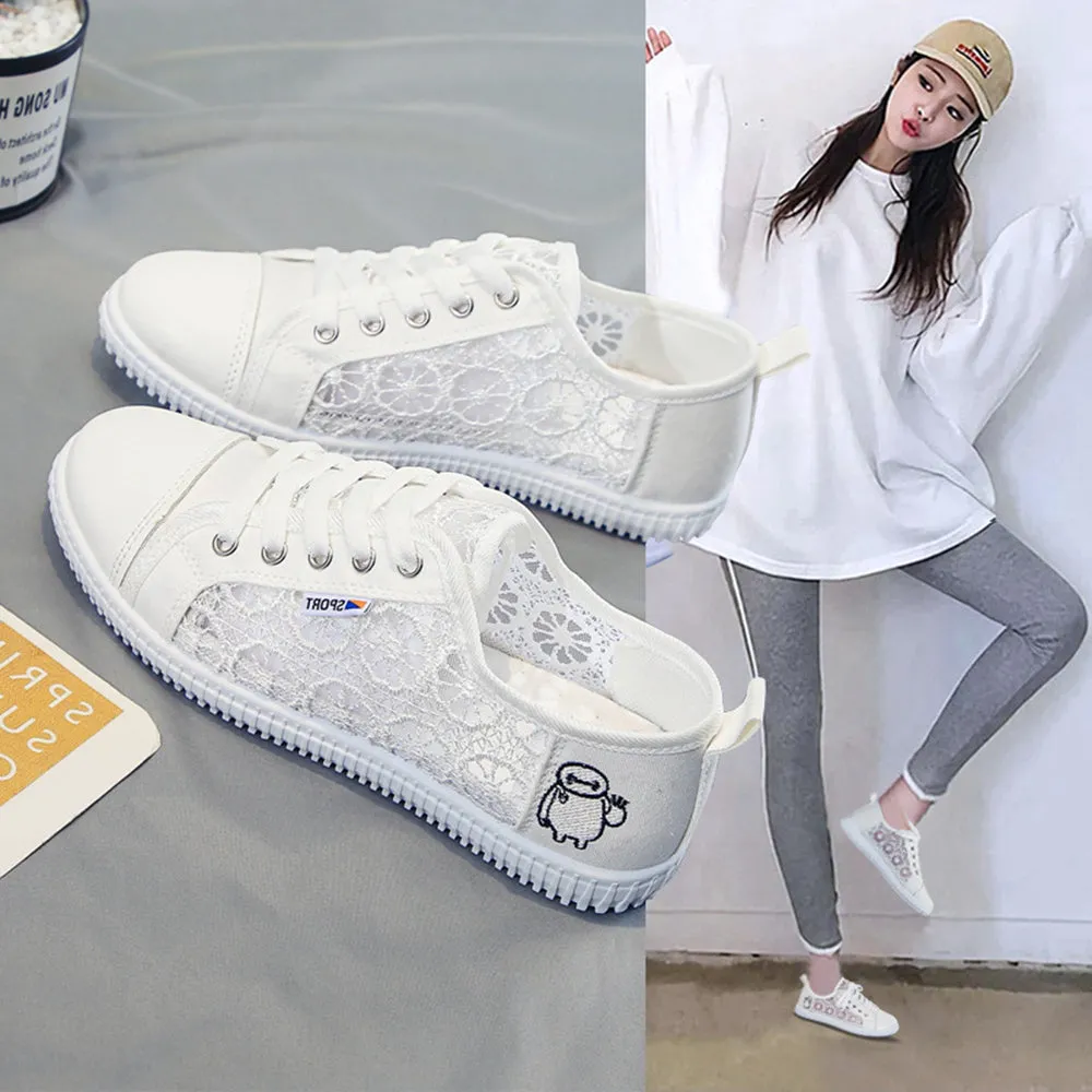Breathable Lace Up Mesh Canvas Shoes Sneakers & Athletic Shoes