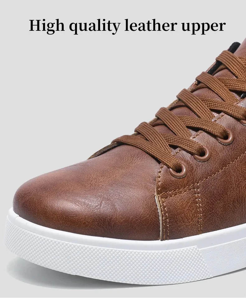 Hot Sale Leather Casual Shoes Men Fashion Brown Comfortable Men's Sneakers Outdoor Comfortable Non-slip Shoes For Men Buy Sell Trade Sneakers Near Me