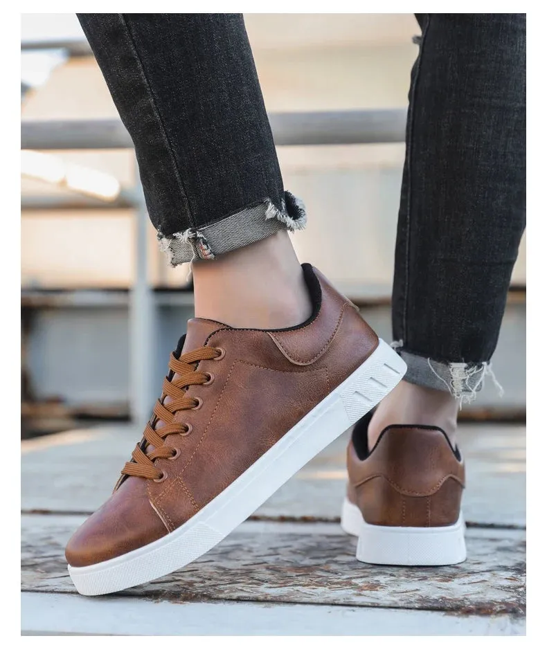 S Sneakers Hot Sale Leather Casual Shoes Men Fashion Brown Comfortable Men's Sneakers Outdoor Comfortable Non-slip Shoes For Men