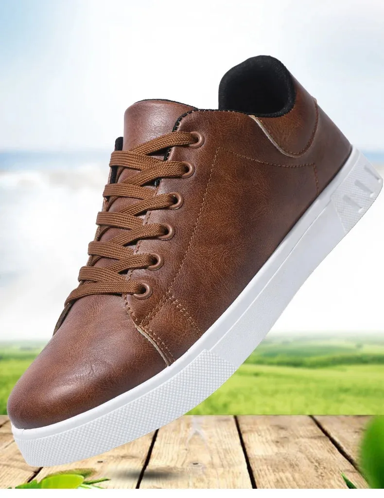 Sneakers For Volleyball Hot Sale Leather Casual Shoes Men Fashion Brown Comfortable Men's Sneakers Outdoor Comfortable Non-slip Shoes For Men