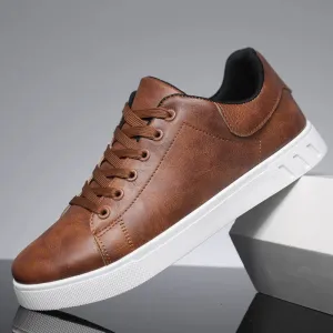 Weight Training Sneakers Hot Sale Leather Casual Shoes Men Fashion Brown Comfortable Men's Sneakers Outdoor Comfortable Non-slip Shoes For Men