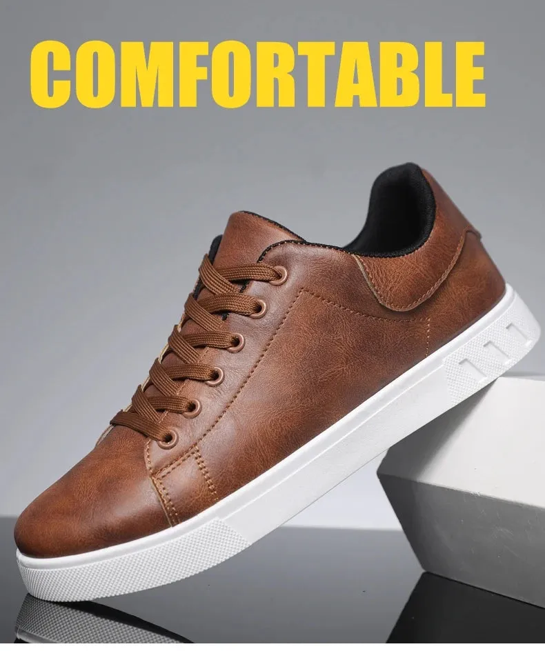 Vegan Sneakers Hot Sale Leather Casual Shoes Men Fashion Brown Comfortable Men's Sneakers Outdoor Comfortable Non-slip Shoes For Men