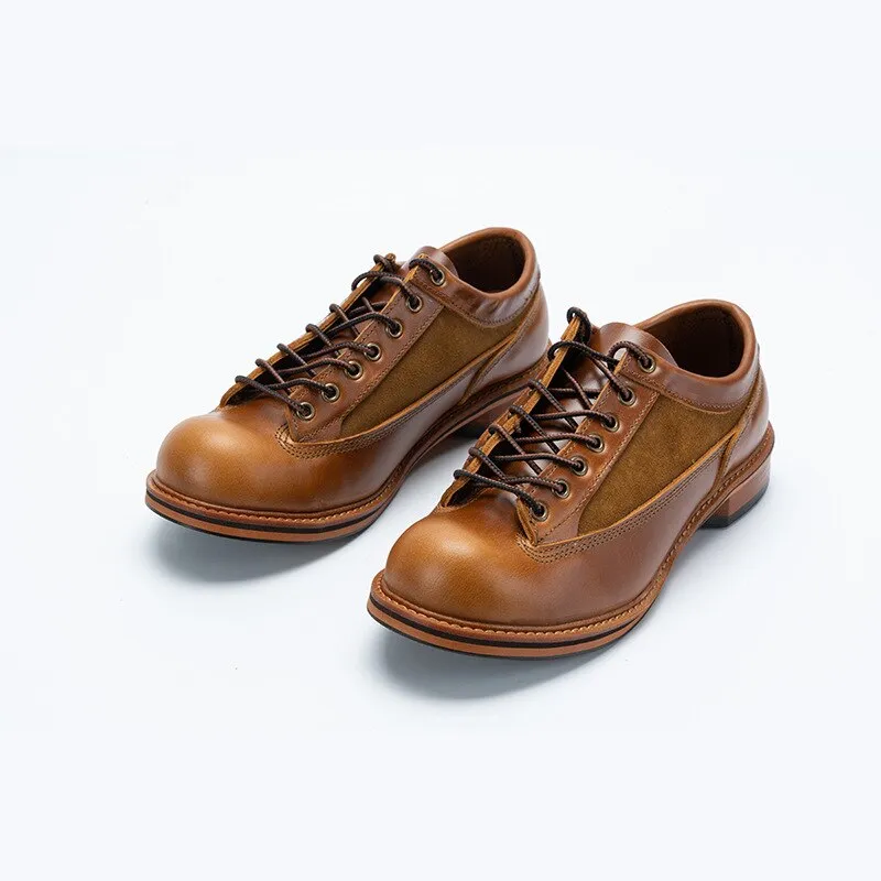 Discount Leather Work Boots British Style Men Cowhide Real Leather Work Shoes