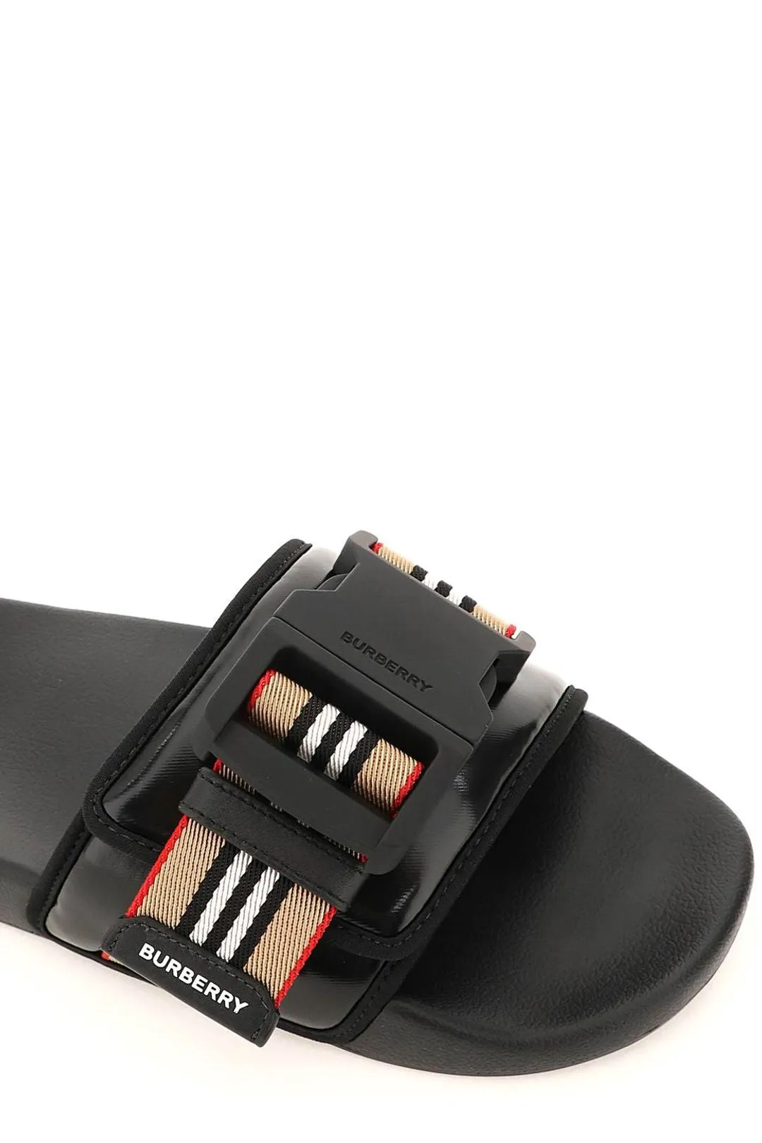 Burberry Icon Striped Slides Designer Heeled Sandals