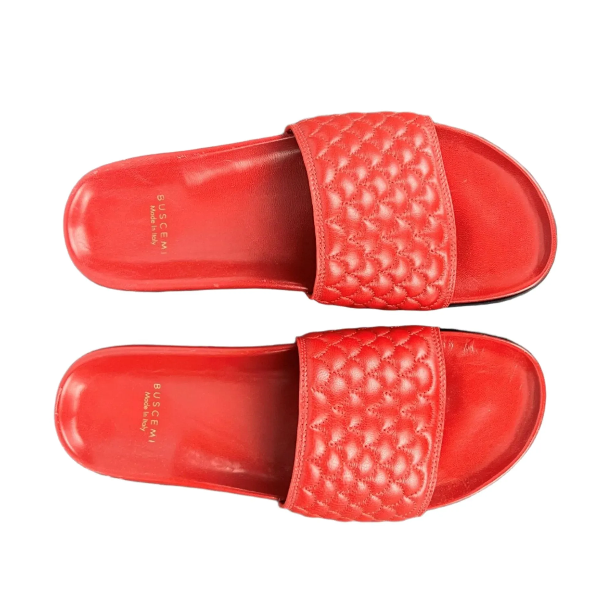 Buscemi Men's Slide Quilt Purple Red Leather Sandals Hawaiian Sandals