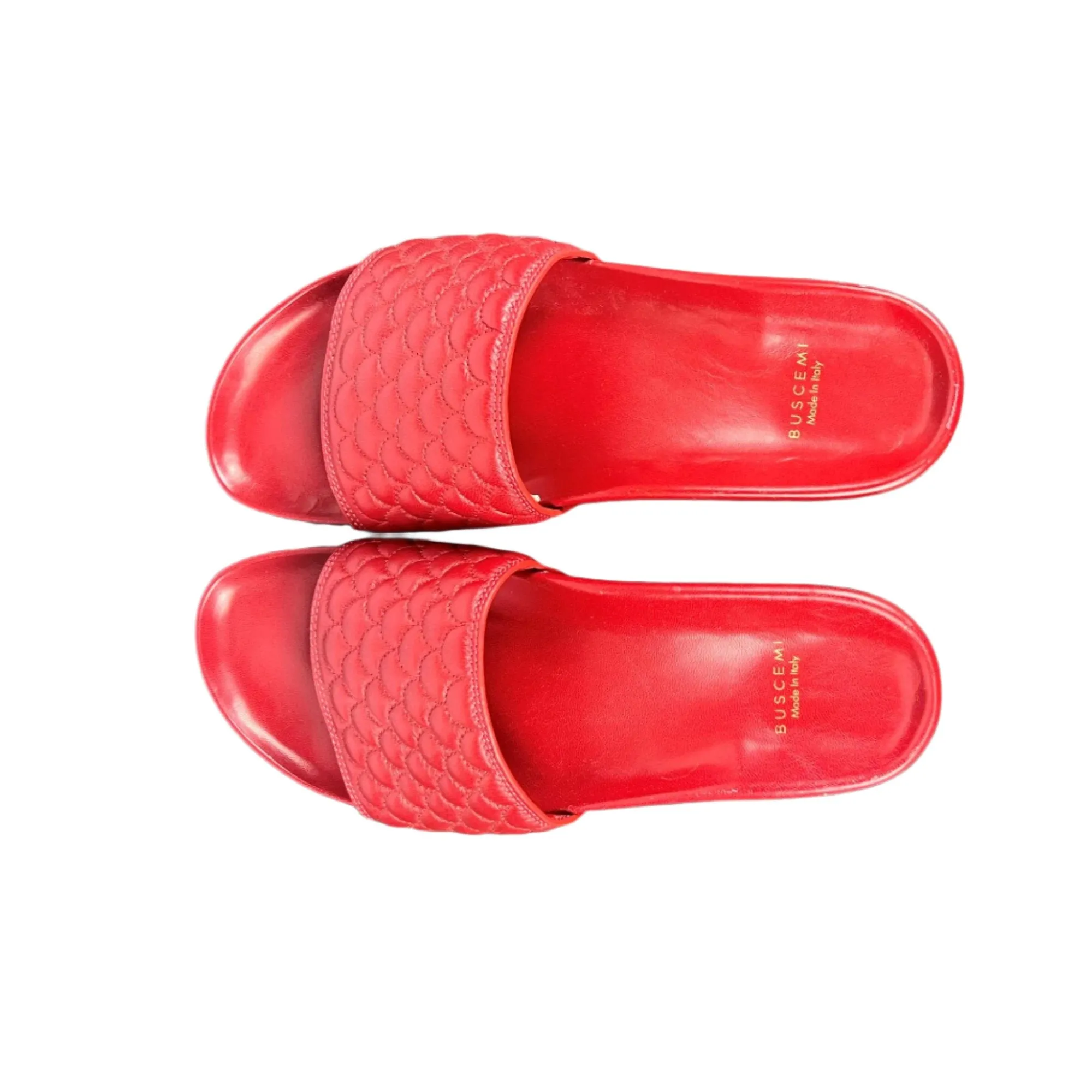 Buscemi Men's Slide Quilt Purple Red Leather Sandals Sandals With Straps