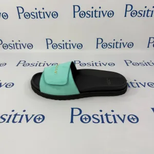 White Newborn Sandals Buscemi Scratch Slide Turquoise Leather Sandals