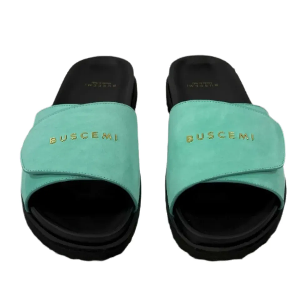 Wide Width Sandals Buscemi Scratch Slide Turquoise Leather Sandals