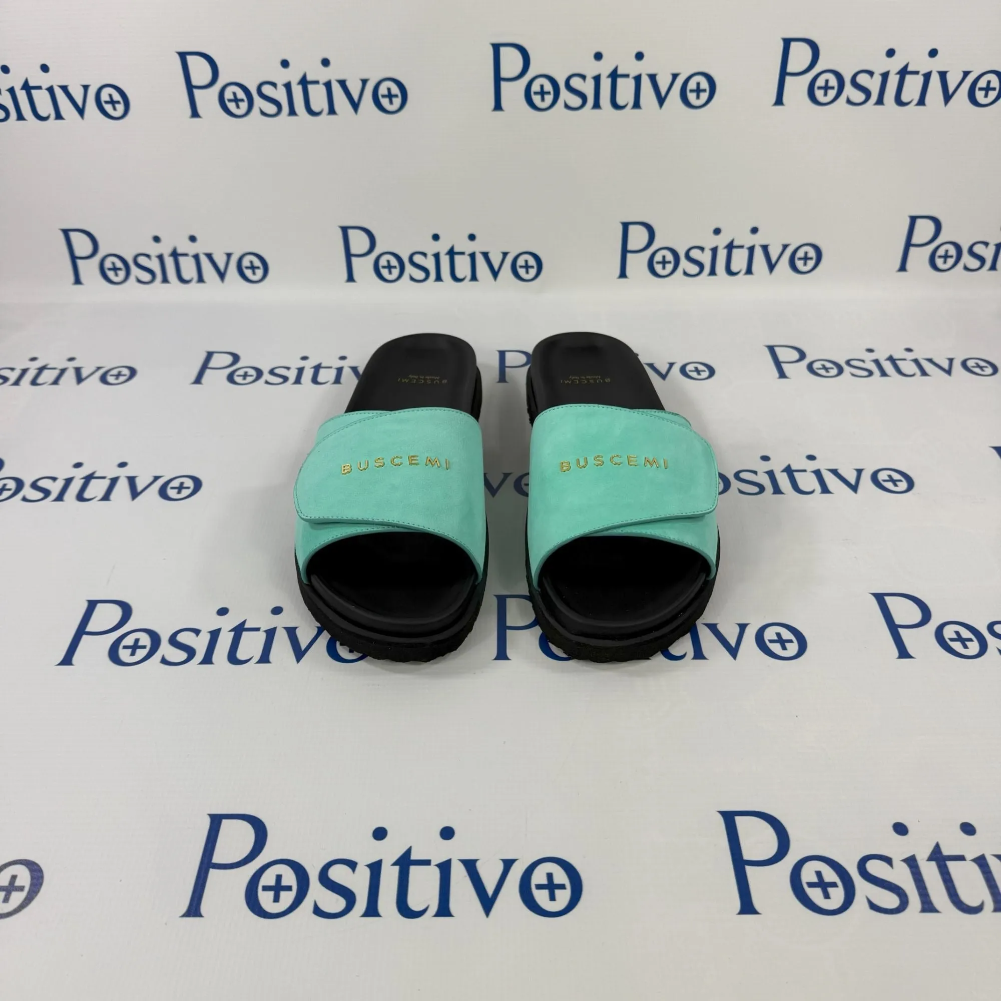 Buscemi Scratch Slide Turquoise Leather Sandals Sandals Resorts Montego Bay Jamaica