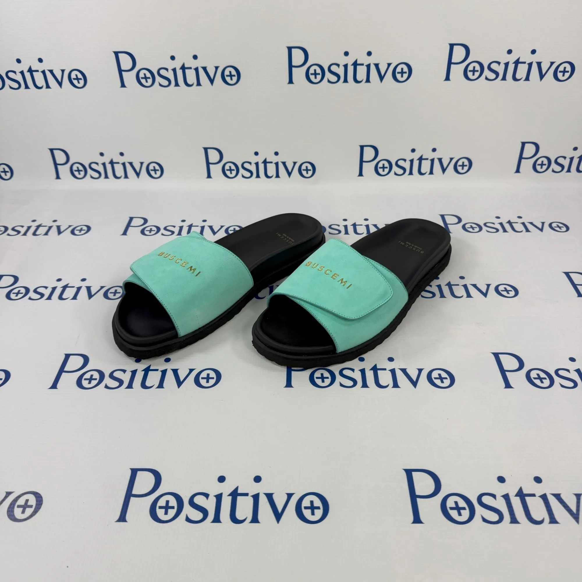 Sandals Flatform Buscemi Scratch Slide Turquoise Leather Sandals