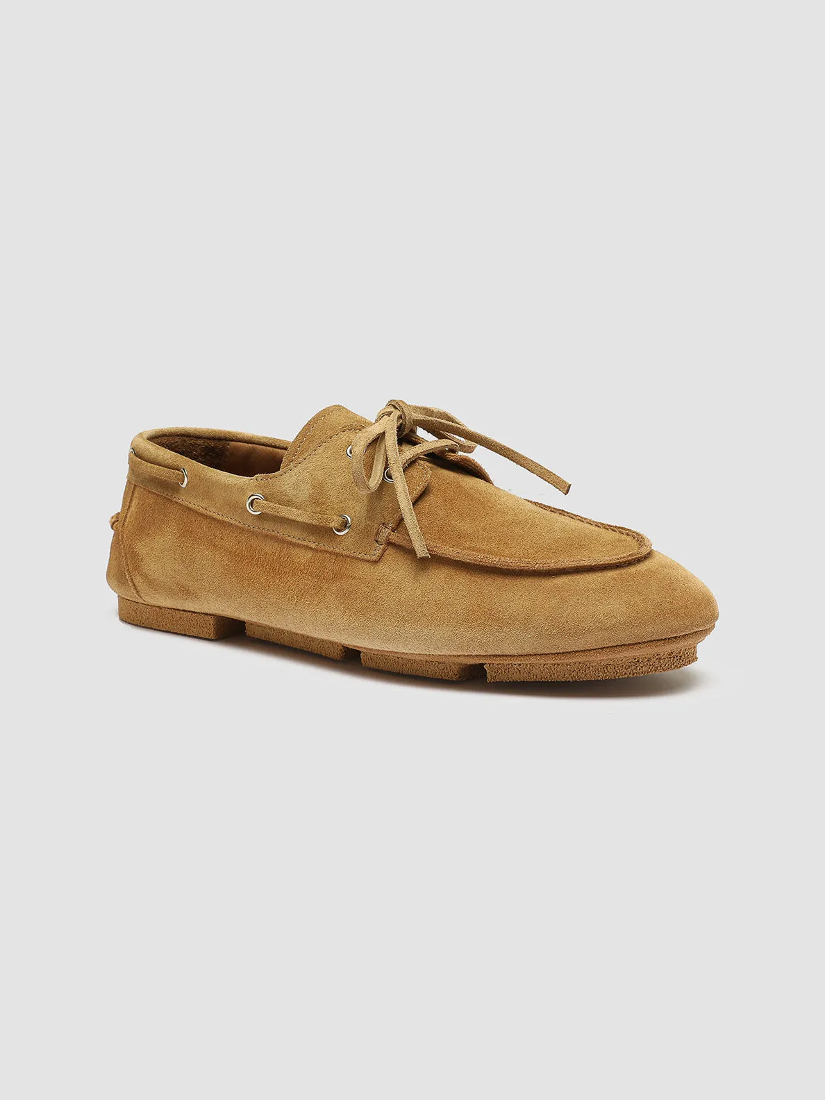 C-SIDE 004 - Beige Suede Boat Shoes Spiked Loafers