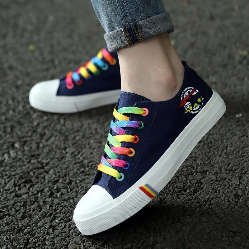 Bapesta Sneakers Canvas Sneakers with Rainbow Laces