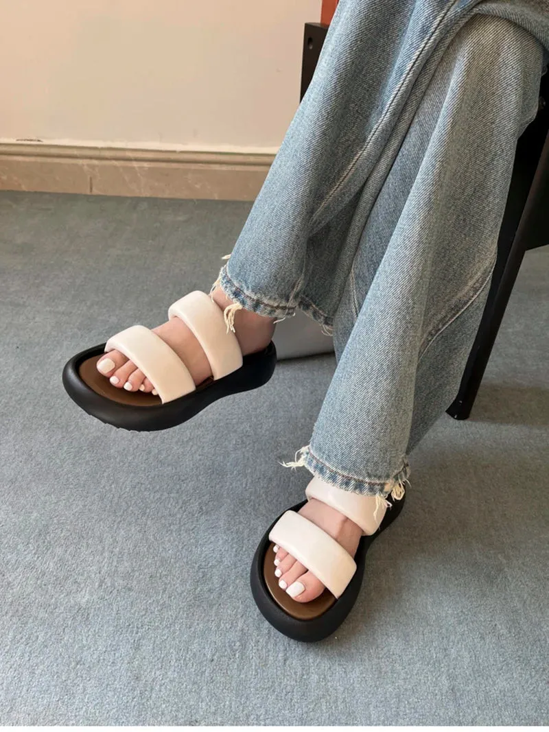 Amazon Slippers binfenxie 2024 Summer Chunky Women Slipper Fashion Elegant Ladies Open Toe Platform Flats Slides Beach Vacation Sandal Shoes
