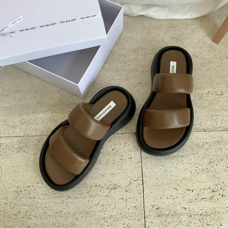 binfenxie 2024 Summer Chunky Women Slipper Fashion Elegant Ladies Open Toe Platform Flats Slides Beach Vacation Sandal Shoes Tasmanian Devil Slippers