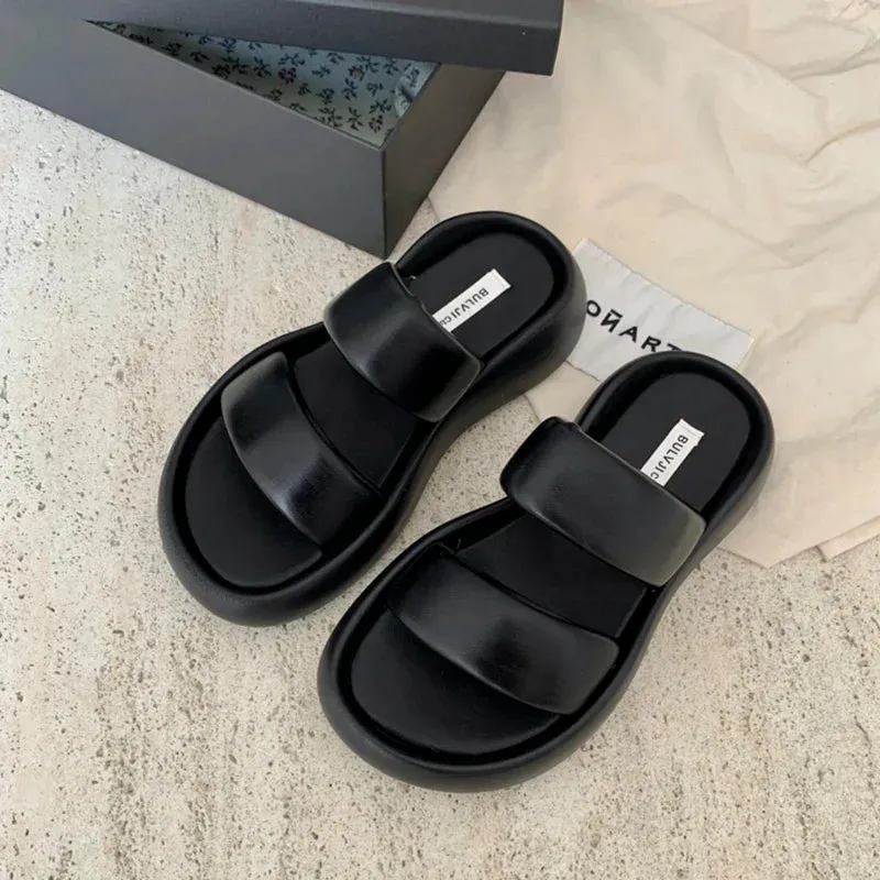 Gremlin Slippers binfenxie 2024 Summer Chunky Women Slipper Fashion Elegant Ladies Open Toe Platform Flats Slides Beach Vacation Sandal Shoes