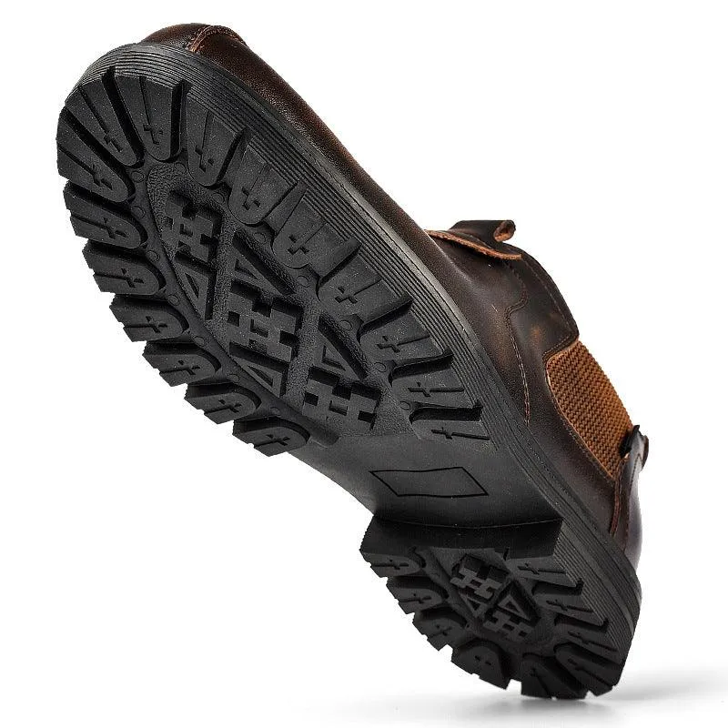 Casual leather shoes men loafers Suede Loafers With Gold Buckle