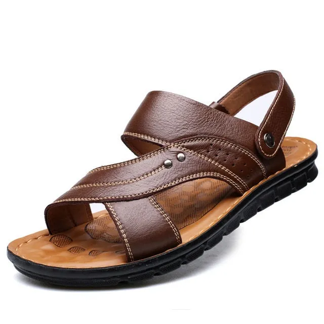 Casual shoes men sandals 2019 new hot fashion soft bottom solid beach sandals men shoes slippers flat with hand sewing man shoes Different Types Of Sandals