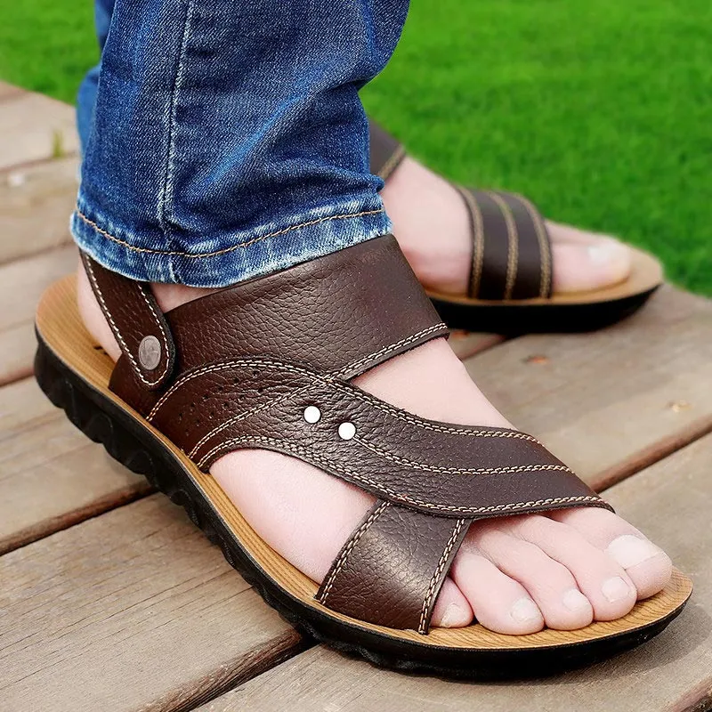 Salt Sea Sandals Casual shoes men sandals 2019 new hot fashion soft bottom solid beach sandals men shoes slippers flat with hand sewing man shoes