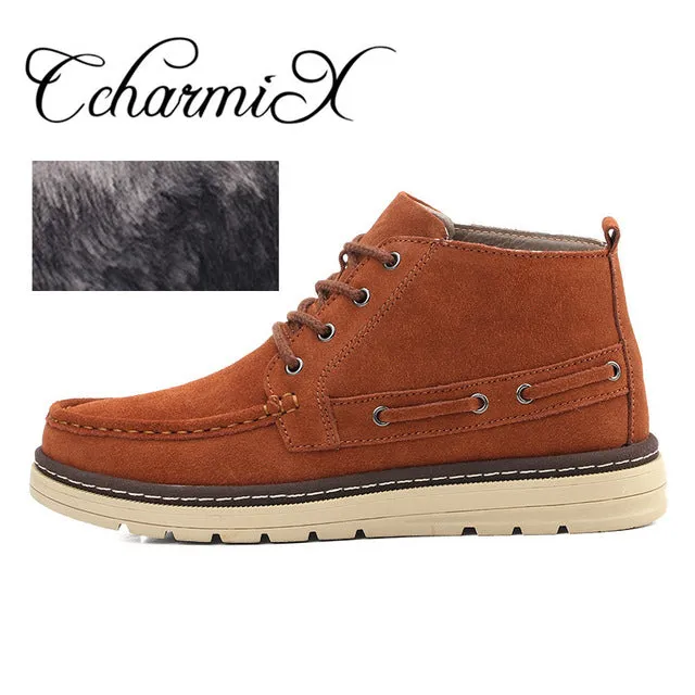 Best 4e Work Boots CcharmiX Chukka Boots Men Work&Safety Cow Suede Mens Ankle Boots Male Leather Winter Booty Plush Fashion Warm Shoes Size 38-46