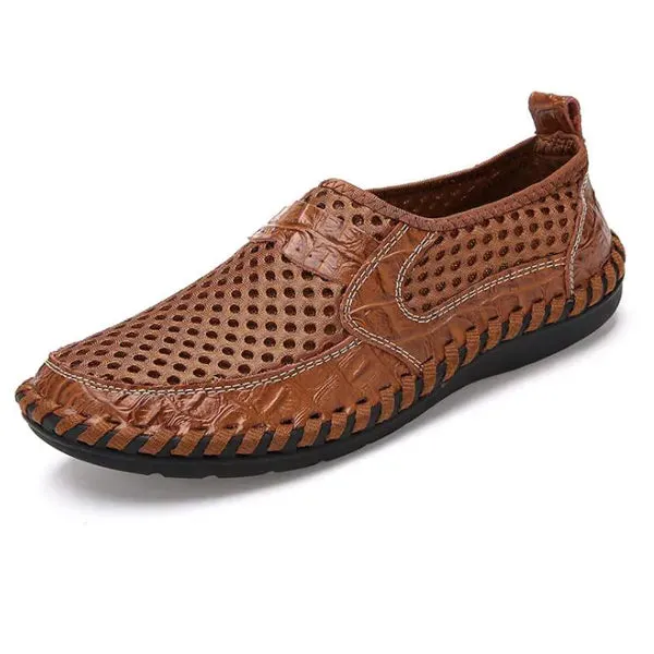 Nicest Sandals Yiger New Men Net Shoes Genuine Leather Summer Casual Men Sandals Men Loafers Shoes Lazy Style Breat