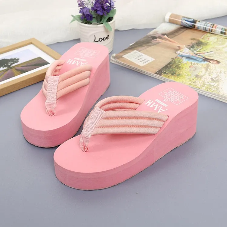 New 2022 Fashion Women Flip Flops Summer Beach Platform Slippers Casual Outside Wedges Sandals Women Shoes Leisure Slippers 6cm Best Flip Flops When Wet
