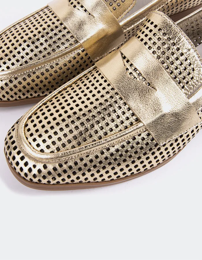 Urbino Gold Leather Haruta Penny Loafers